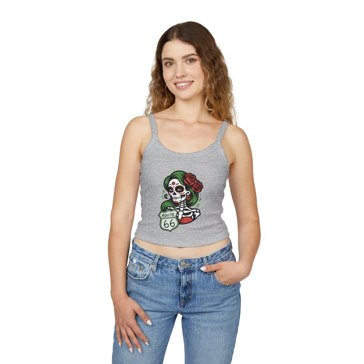 Día de los Muertos Route 66 Tank: Women's Spaghetti Strap