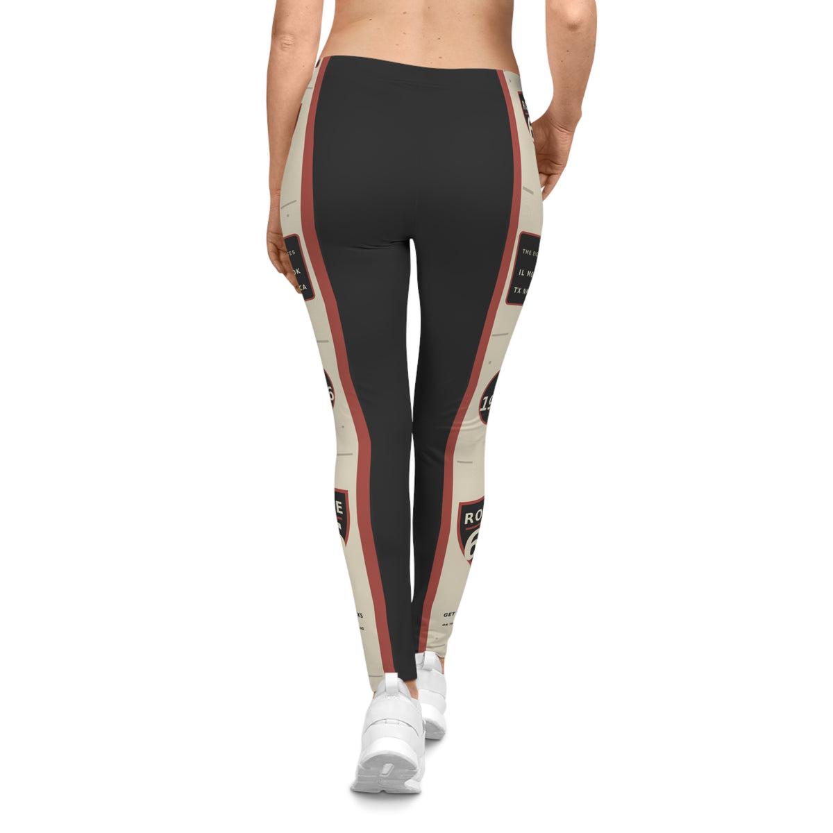 Route 66 Vintage Roadmap Leggings: Women's Retro Travel Tights