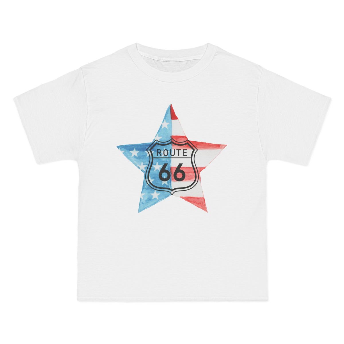 Patriotic Vintage Route 66 T-Shirt: Americana Star Edition