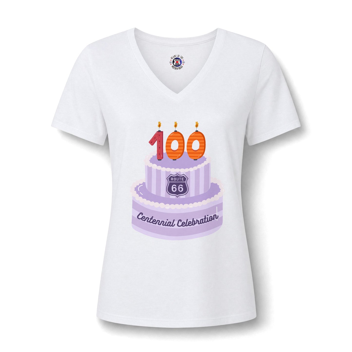 Centennial Route 66 100th Birthday Cake V‑Neck Tee