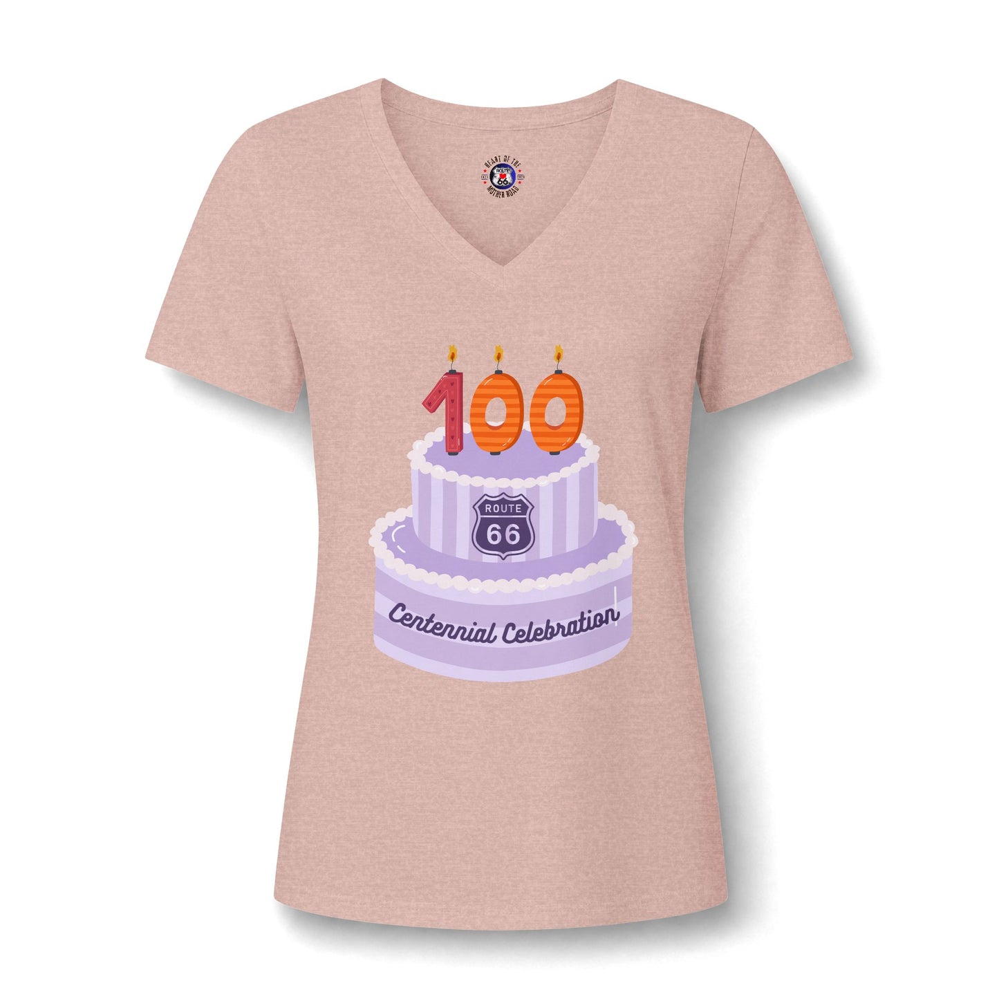 Centennial Route 66 100th Birthday Cake V‑Neck Tee