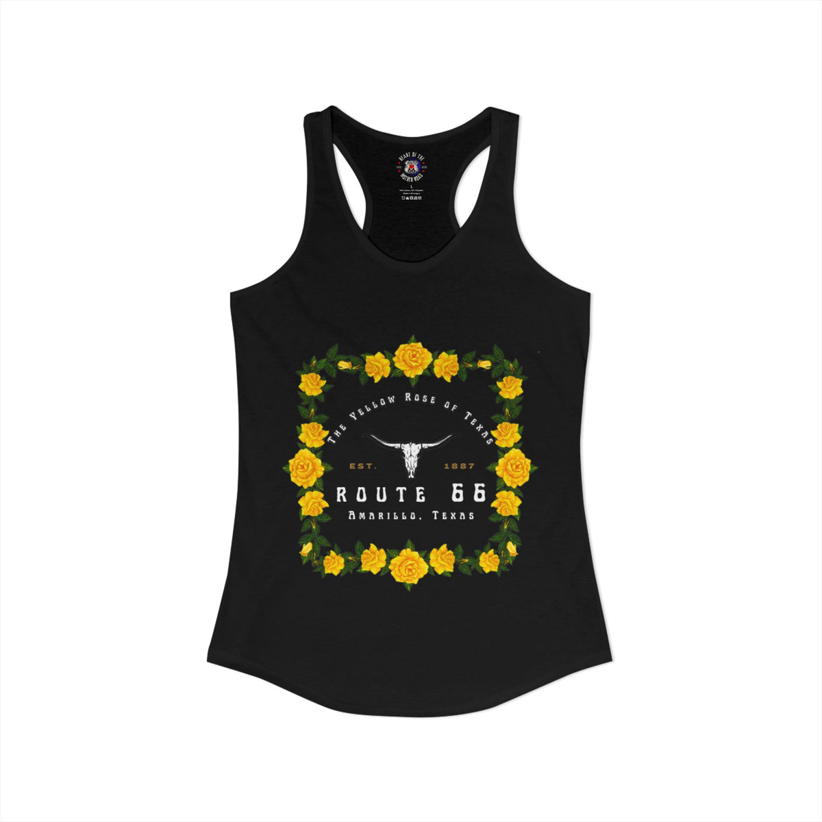 Yellow Rose of Texas Route 66 Women's Racerback Tank