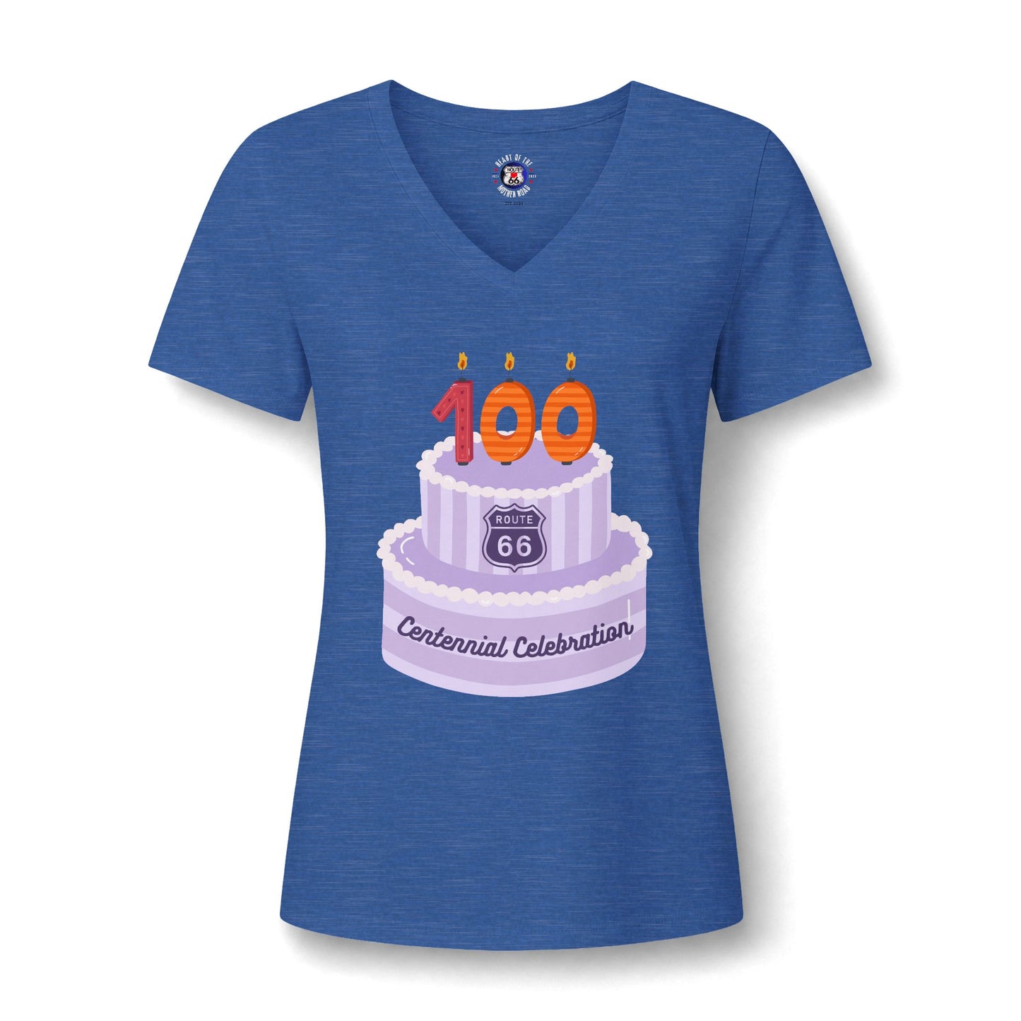 Centennial Route 66 100th Birthday Cake V‑Neck Tee