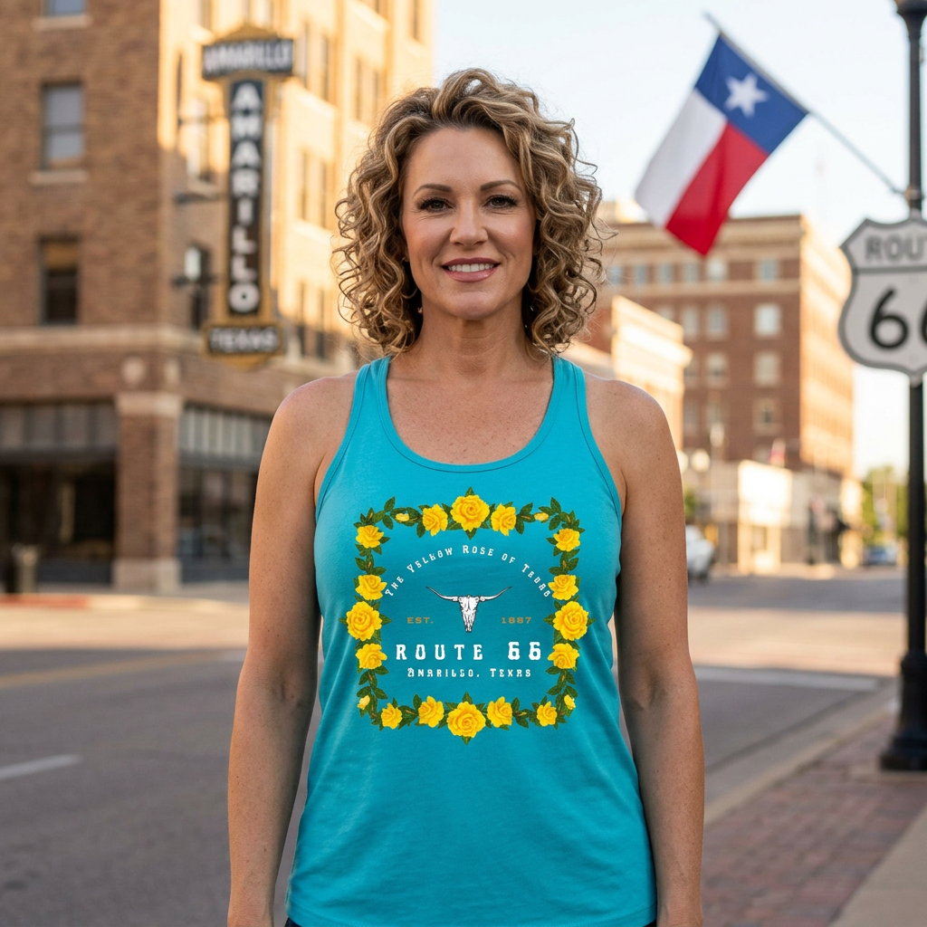 Yellow Rose of Texas Route 66 Women's Racerback Tank