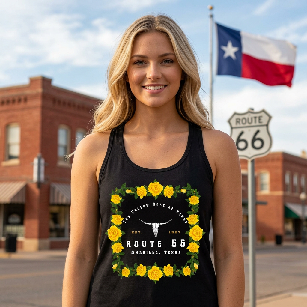 Yellow Rose of Texas Route 66 Women's Racerback Tank