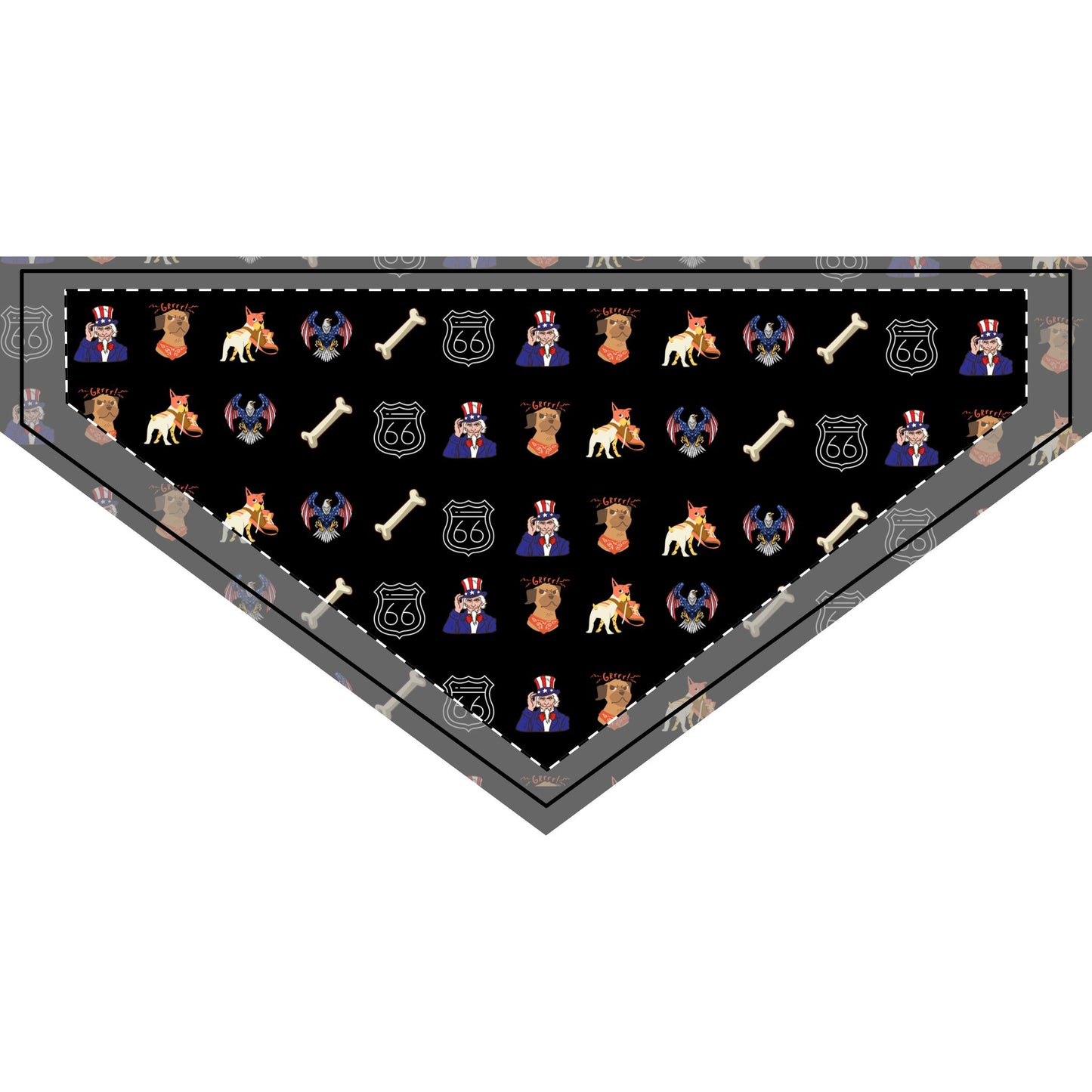 Route 66 Patriotic Pet Bandana: Clip-on Bandana with Americana Design