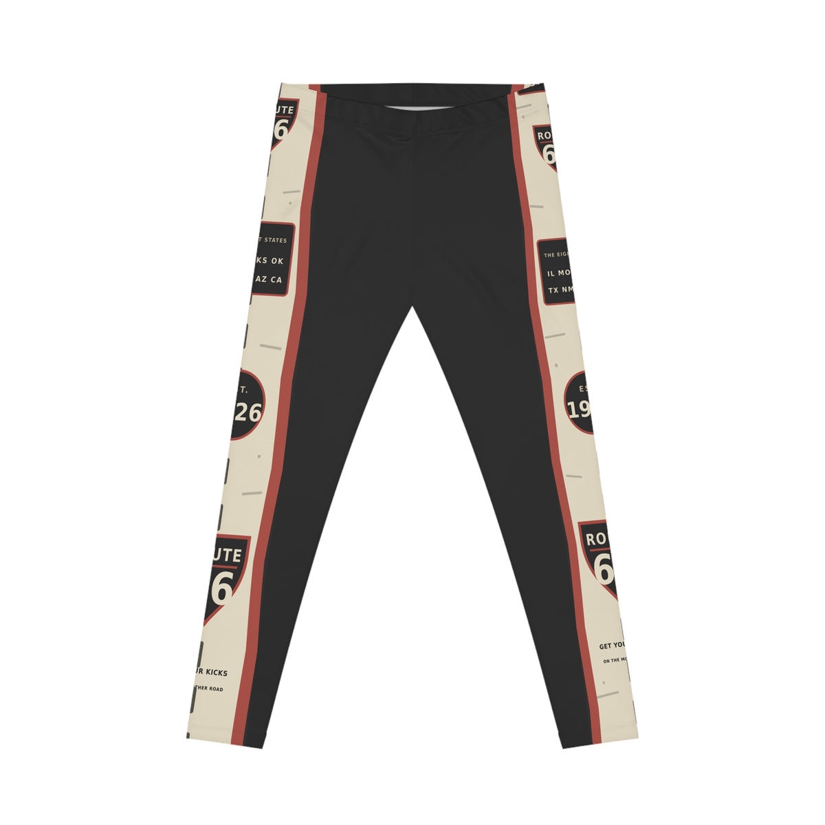 Route 66 Vintage Roadmap Leggings: Women's Retro Travel Tights