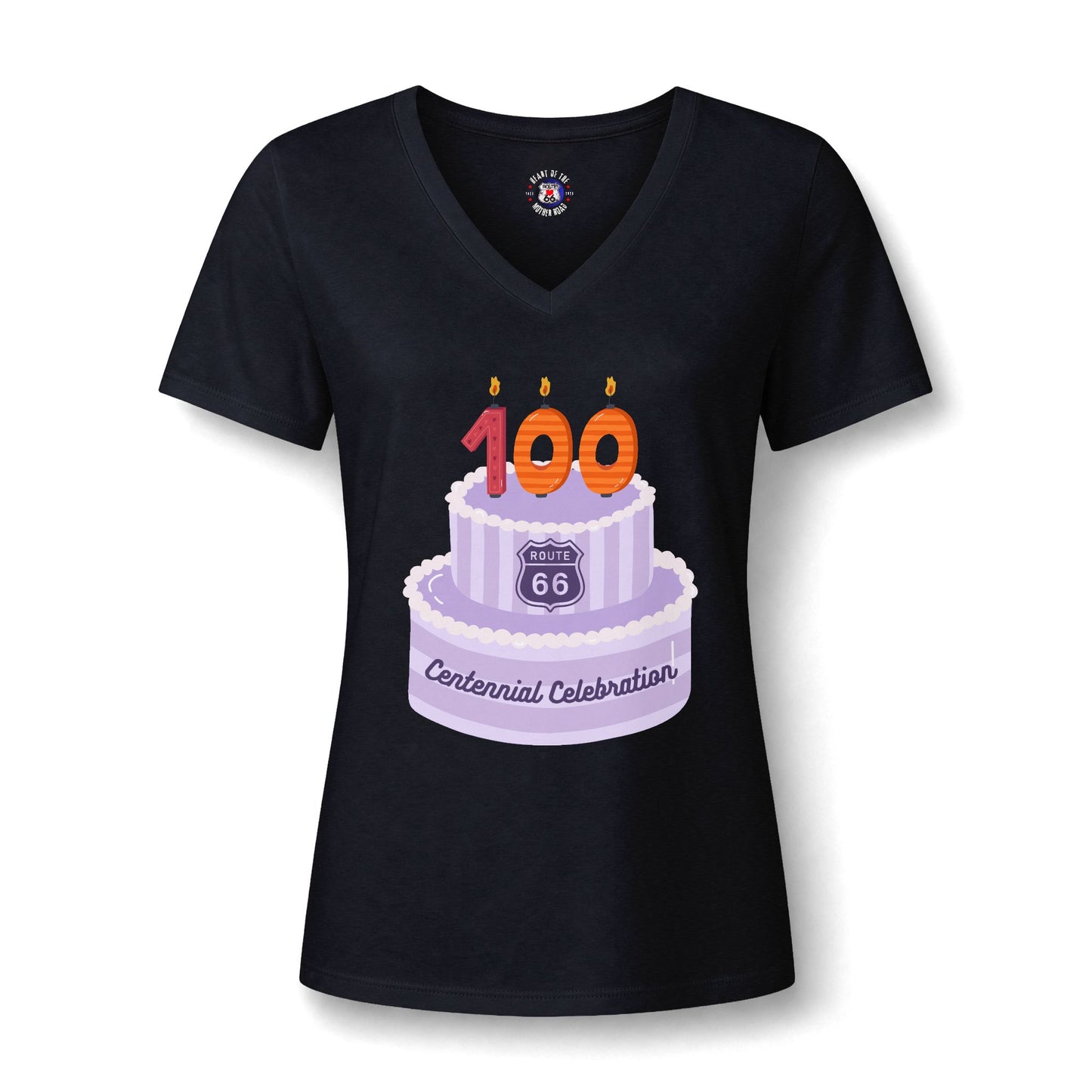 Centennial Route 66 100th Birthday Cake V‑Neck Tee