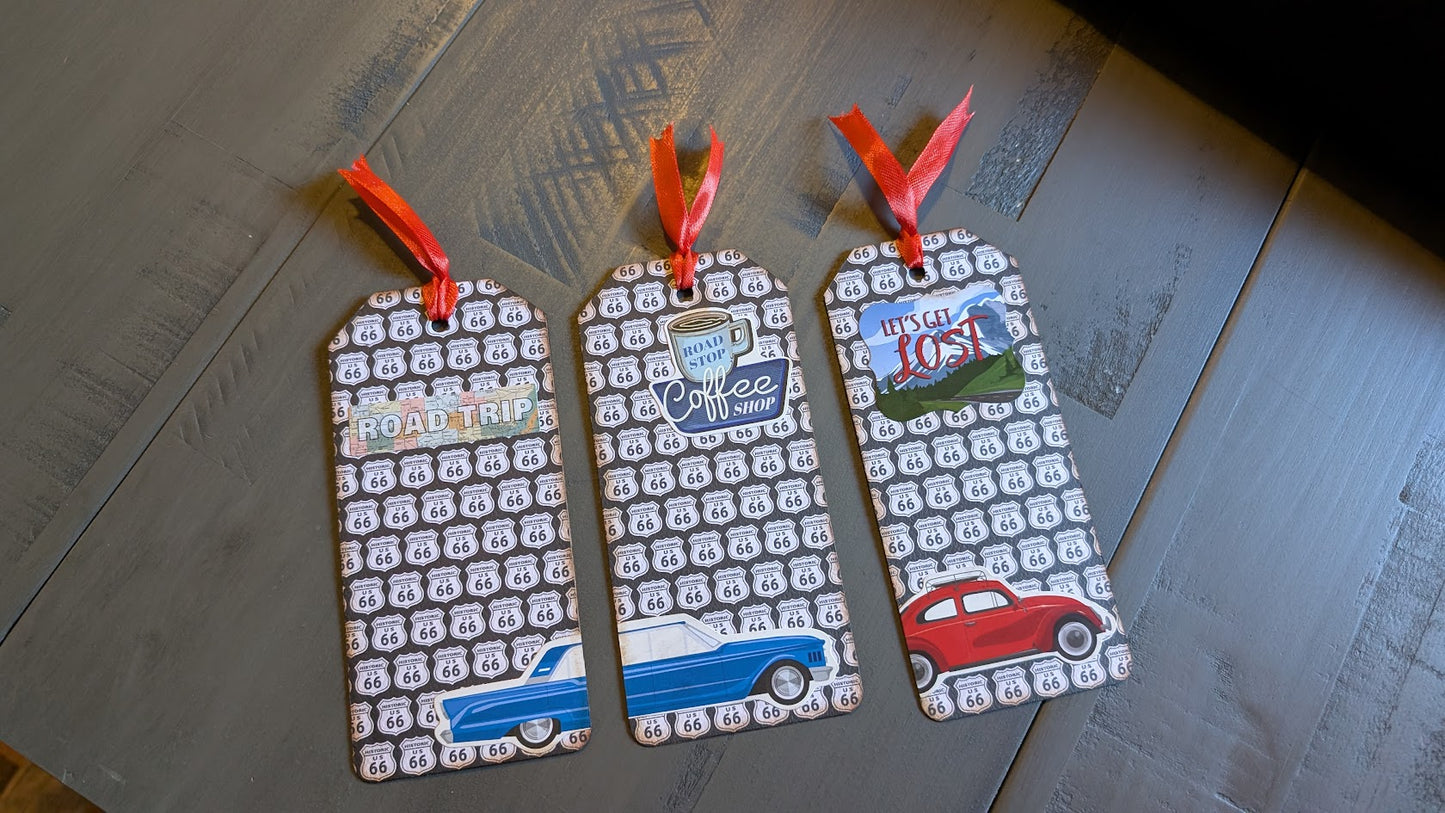 Route 66 Vintage-Style Bookmarks – Handmade Travel - Inspired Set of 3