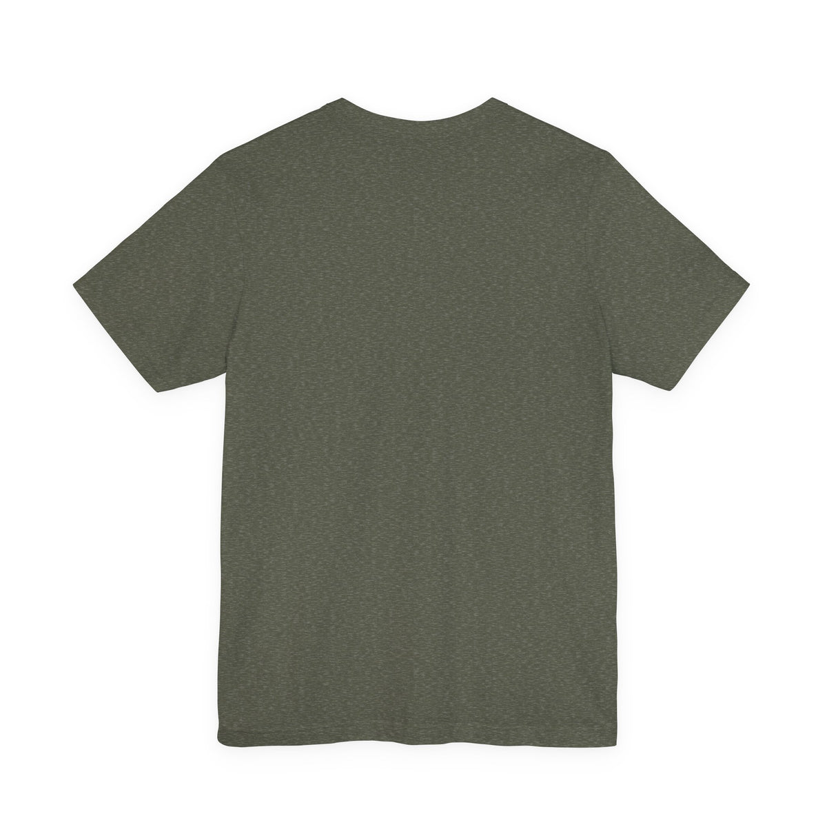 Farmersville Illinois Route 66 t-shirt in heather olive, back view flat lay
