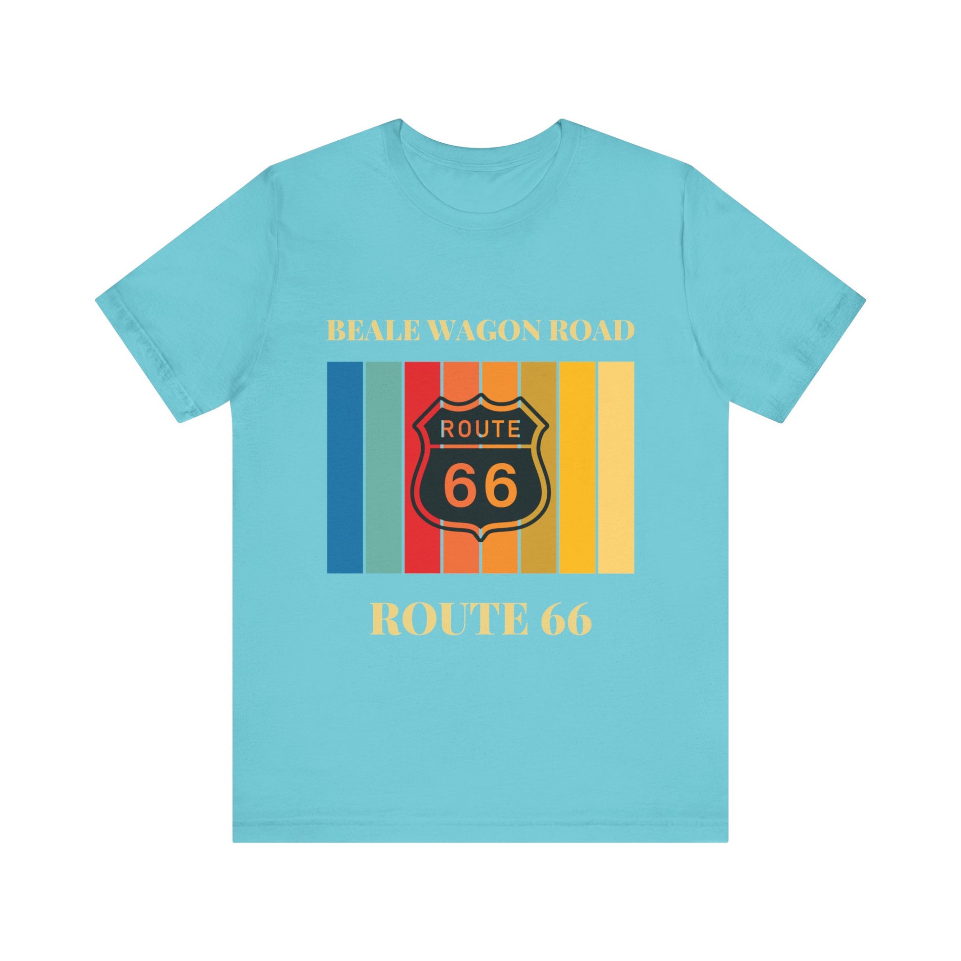 Turquoise retro unisex jersey tee with Beale Wagon Road design
