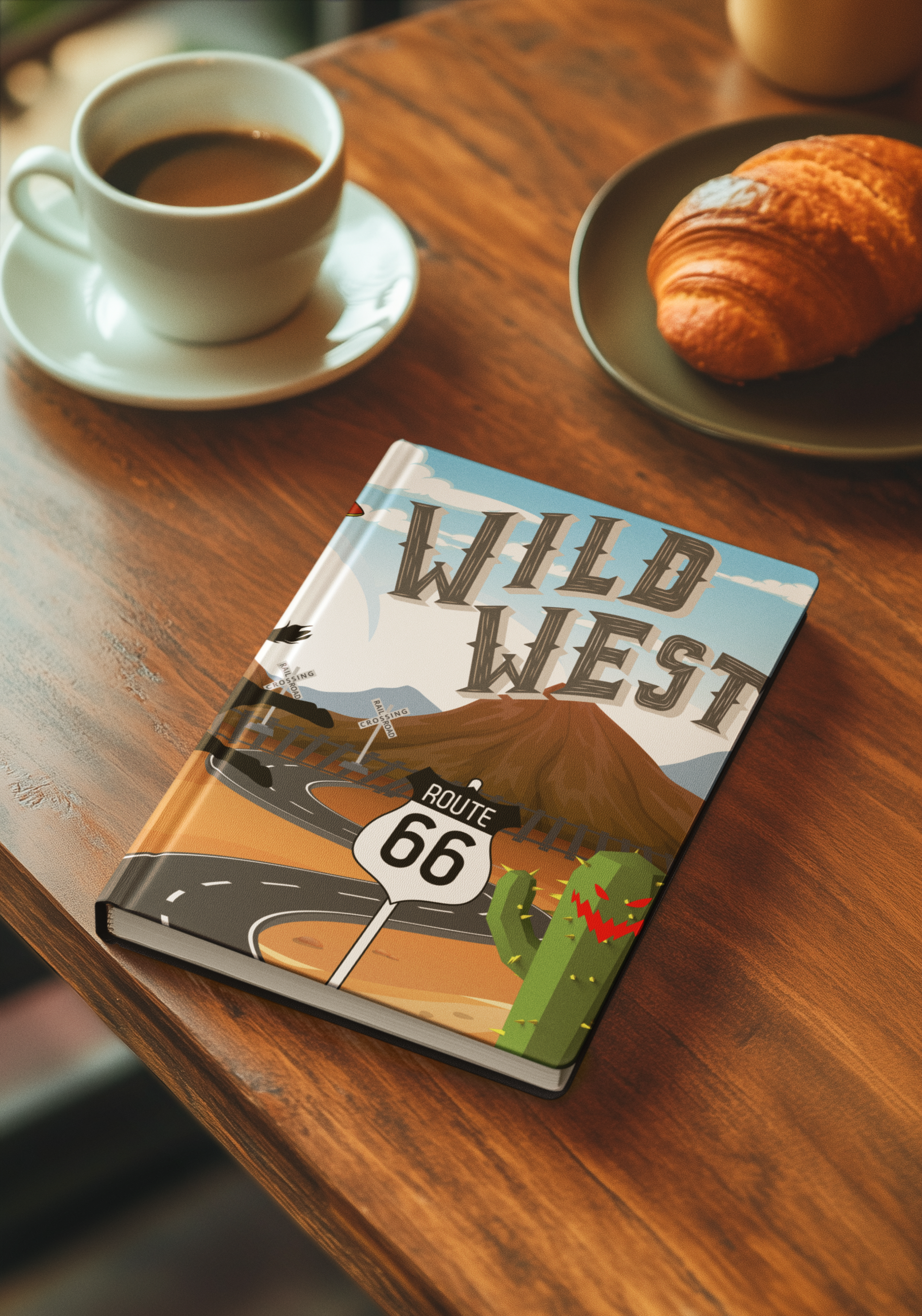 Looking for the perfect travel journal or Route 66 gift? This Wild West Hardcover Notebook has a soft puffy cover, wraparound design and 128 smooth pages, available blank, ruled or dotted. A must-have for road trippers, writers and anyone who loves the cowboy charm of the Southwest.